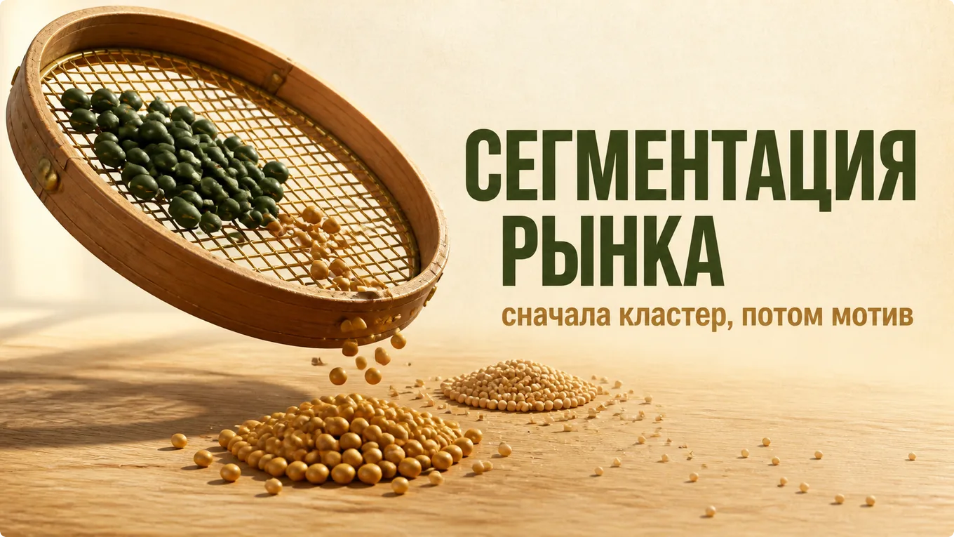 Наклонённое сито с латунной сеткой, сквозь которое просыпаются бобы трёх размеров и ложатся отдельными кучками